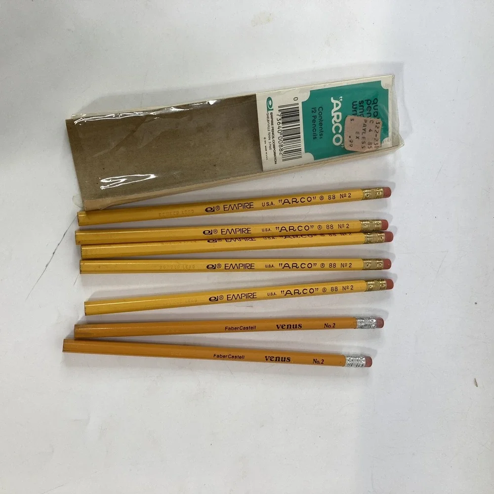 7 Vintage Pencils 5 Empire‎ Arco  88 No 2 NOS Yellow Bonded Lead 2 Faber Castell